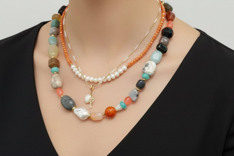 Exclusive Necklaces Quartz, Cristals,gemstones (model 6 trio)