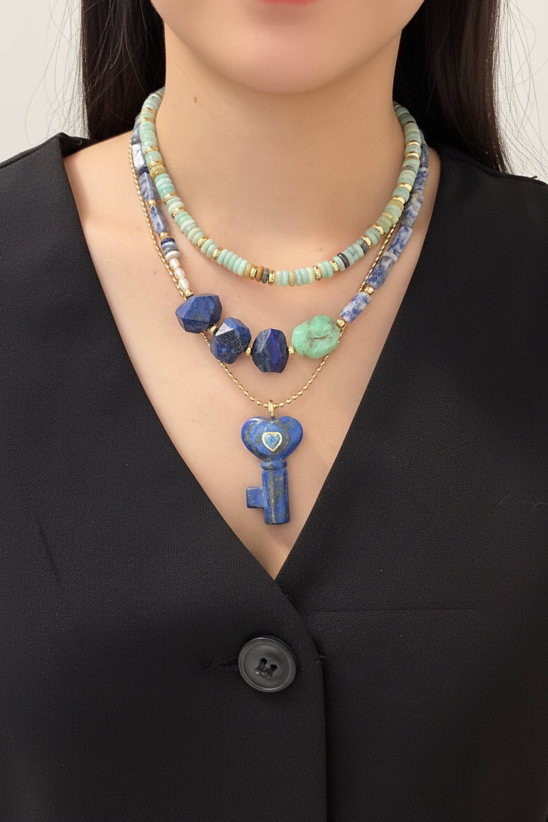 Amazonite and lapis lazuli collection (3 collares)