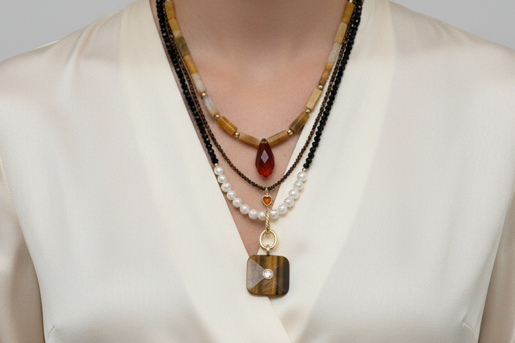 Amor Valiente a Tiger Eye Collection (4 collares)