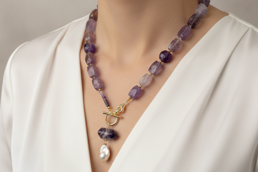 Collar en Amatista (amethyst statement necklace)