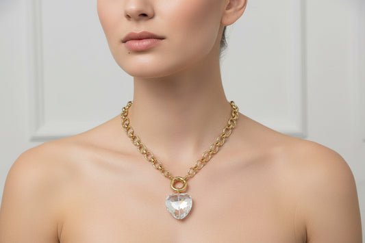 Fancy heart round gold necklace