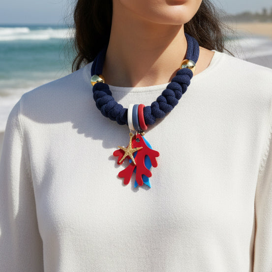 Collar Bahia encantada- #31☀️5 collares en 1☀️charms removible🐟puedes mojarlo