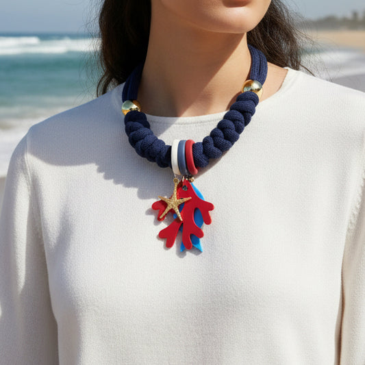 Collar Bahia encantada- #31☀️5 collares en 1☀️charms removible🐟puedes mojarlo