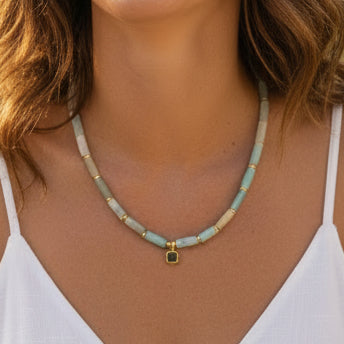 Collar amazonita glow/ con Zirconia