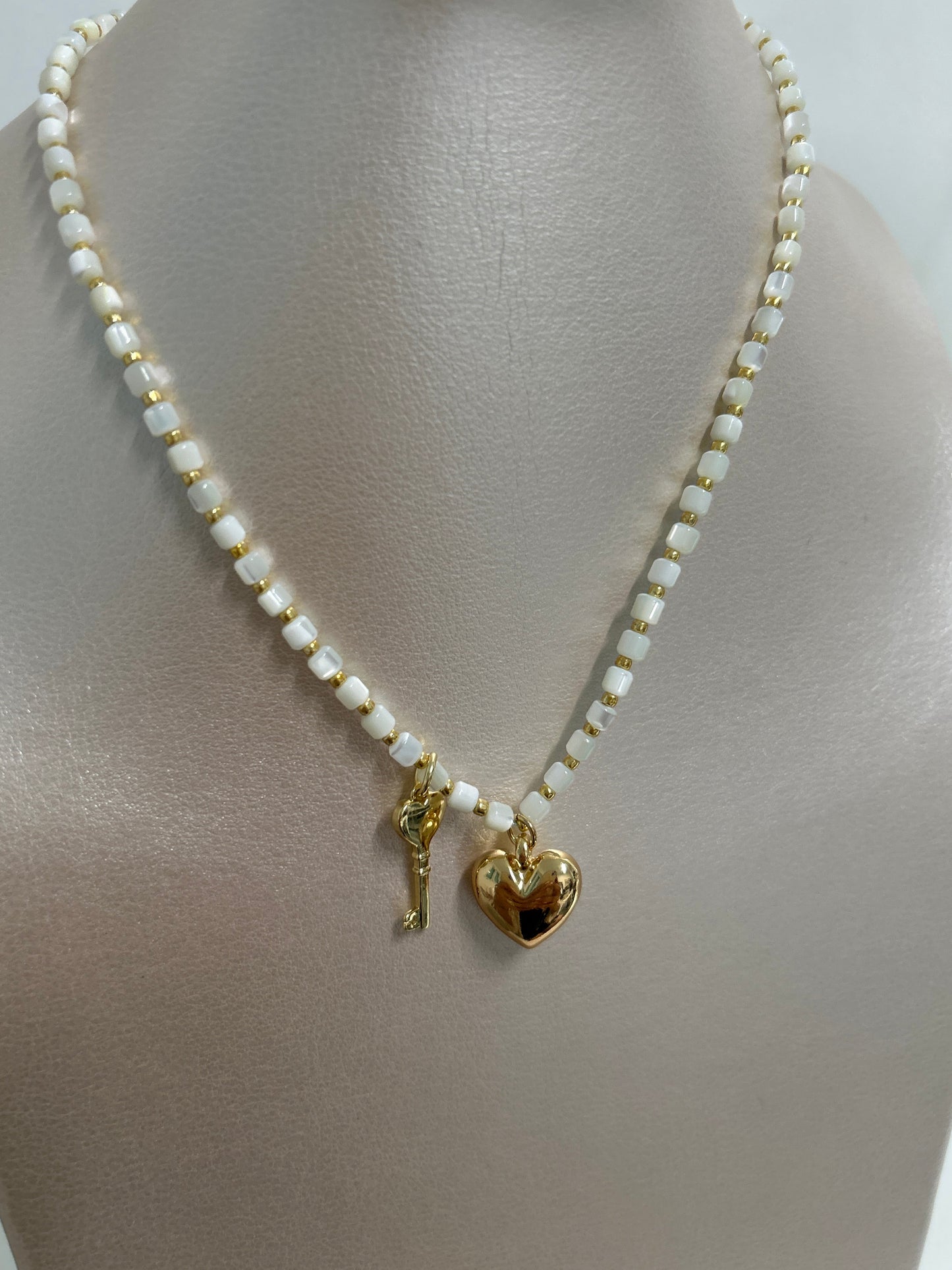 Shell & 18k Gold Plated Heart&Key
