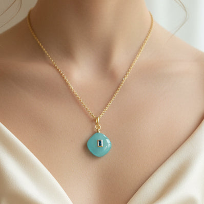 Collar esencia natural(jade aquamarina)