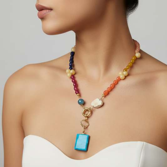 Collar de Gemas Naturales Jade & Turquesa – Edición Única