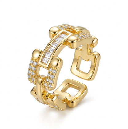 Sortija ajustable con  zirconia 18k plated