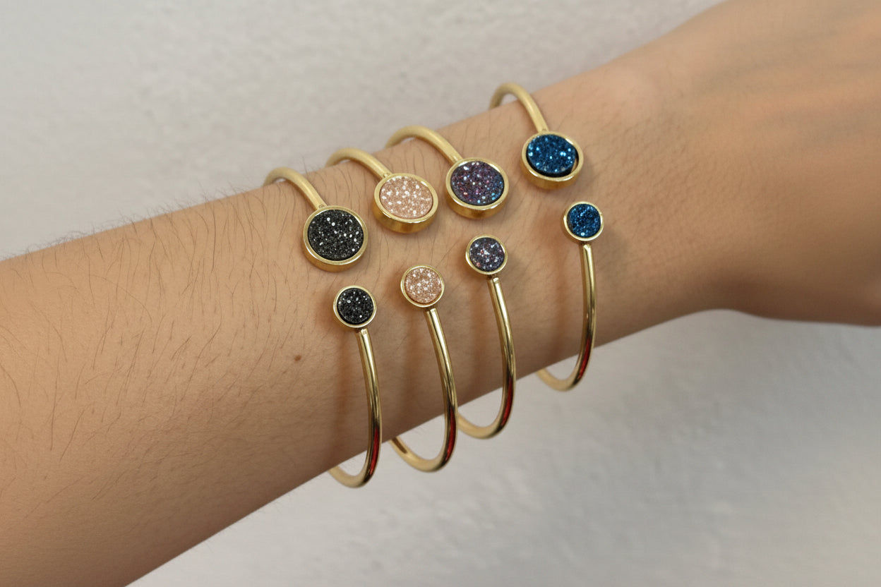 Rose gold druxy bangle