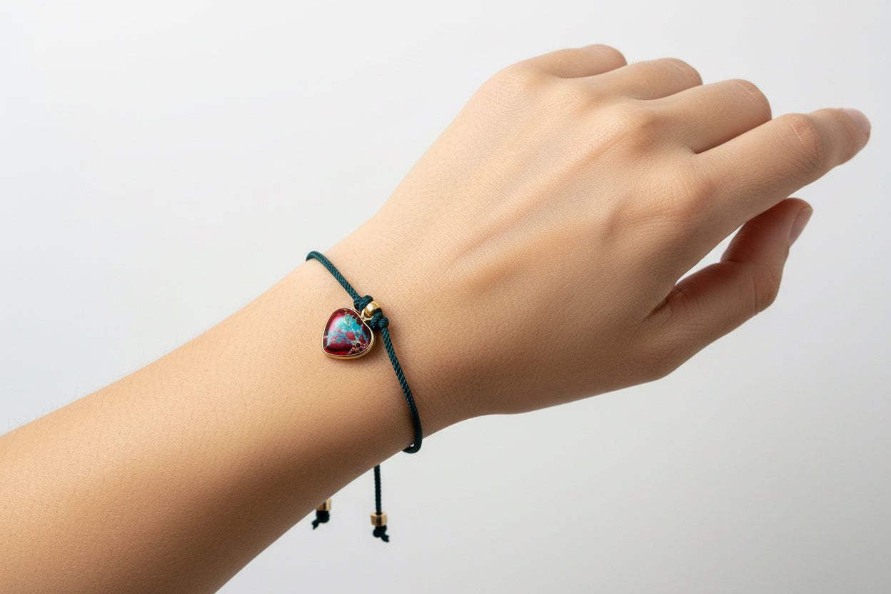 Jasper multicolor heart bracelet