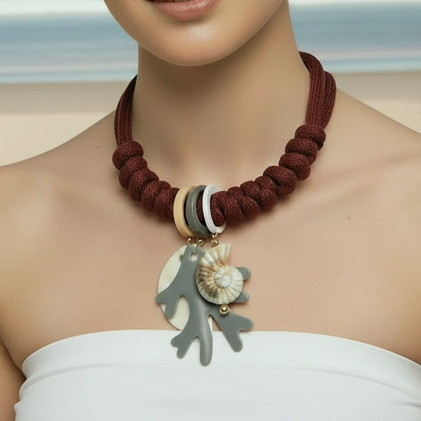 Collar Bahia encantada- # 17☀️5 collares en 1☀️charms removible🐟puedes mojarlo