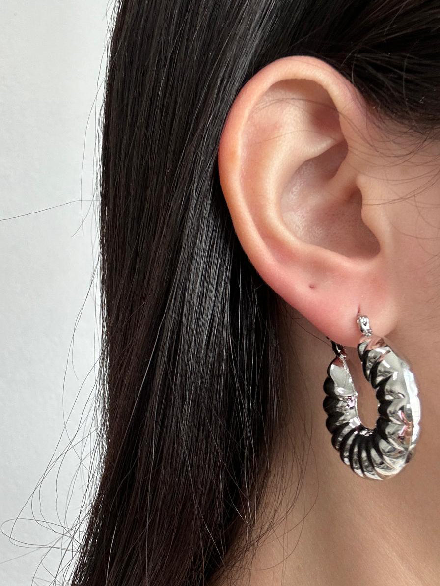 Rhodium Ripple Hoop