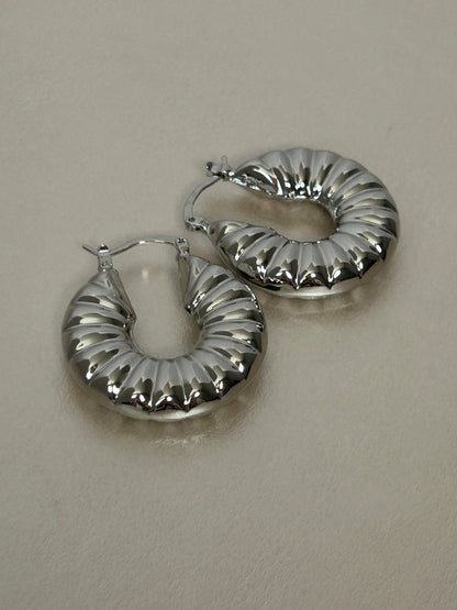 Rhodium Ripple Hoop