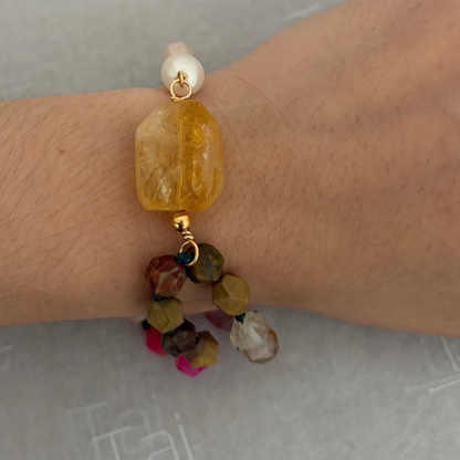 Pulsera en ágata y citrina