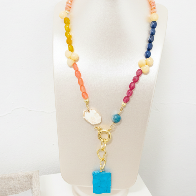 Collar de Gemas Naturales Jade & Turquesa – Edición Única
