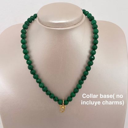 Collar con charms intercambiables en jade(multiples opciones al vestir)