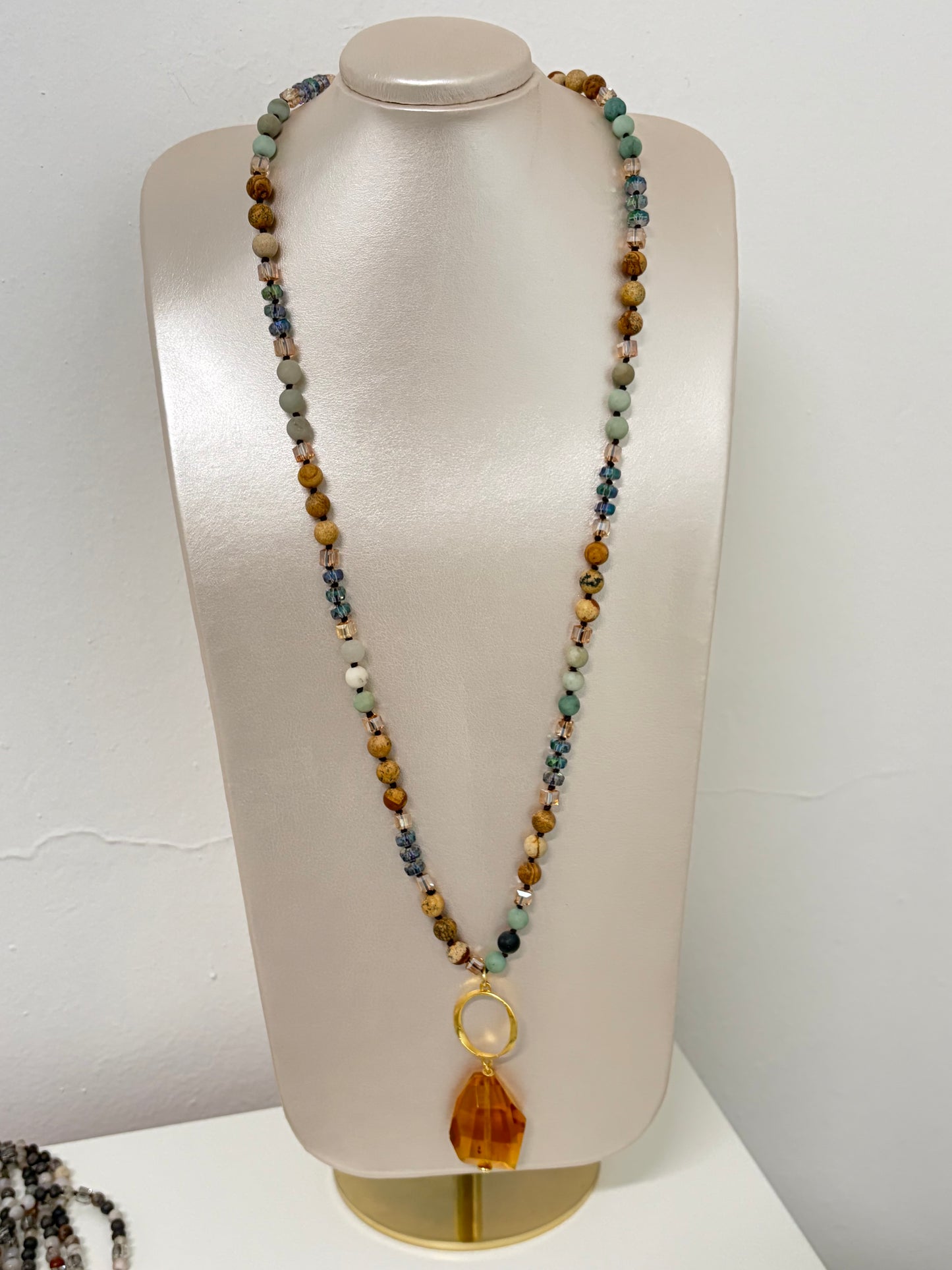 Collar de amazonita, jasper y cristal facetado