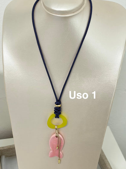 Collar 3 en 1( azul marino, pez rosa)