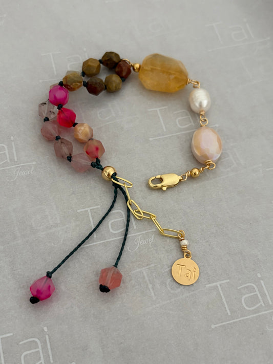 Pulsera en ágata y citrina