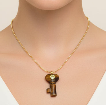 Collar llave de la prosperidad( ojo de tigre)cadena