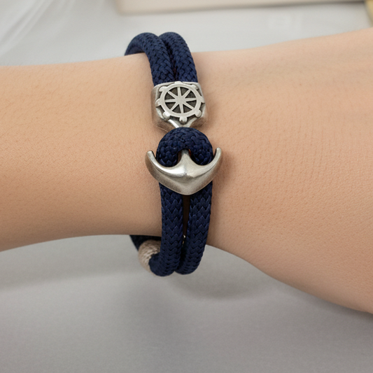 Pulsera en hilo náutica plata
