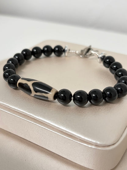 Pulsera en Onyx y agata tibetana zebra