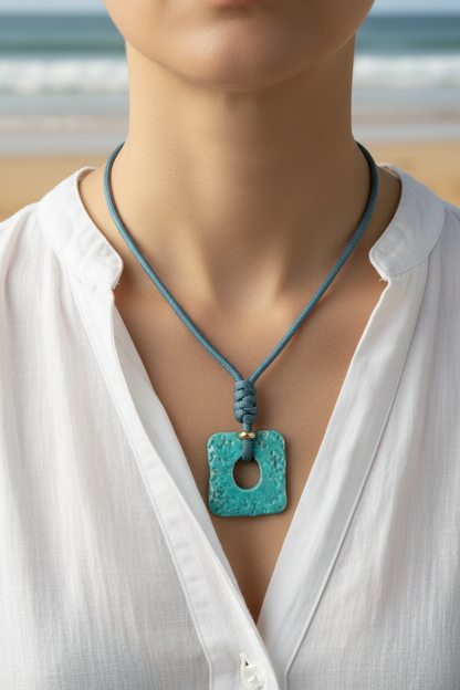 Collar ajustable Horizonte costero(usalo corto o largo) turquesa