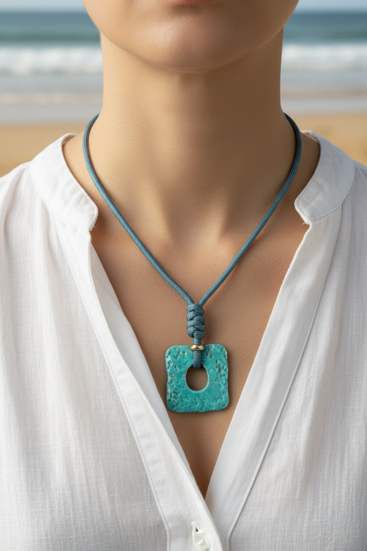 Collar ajustable Horizonte costero(usalo corto o largo) turquesa