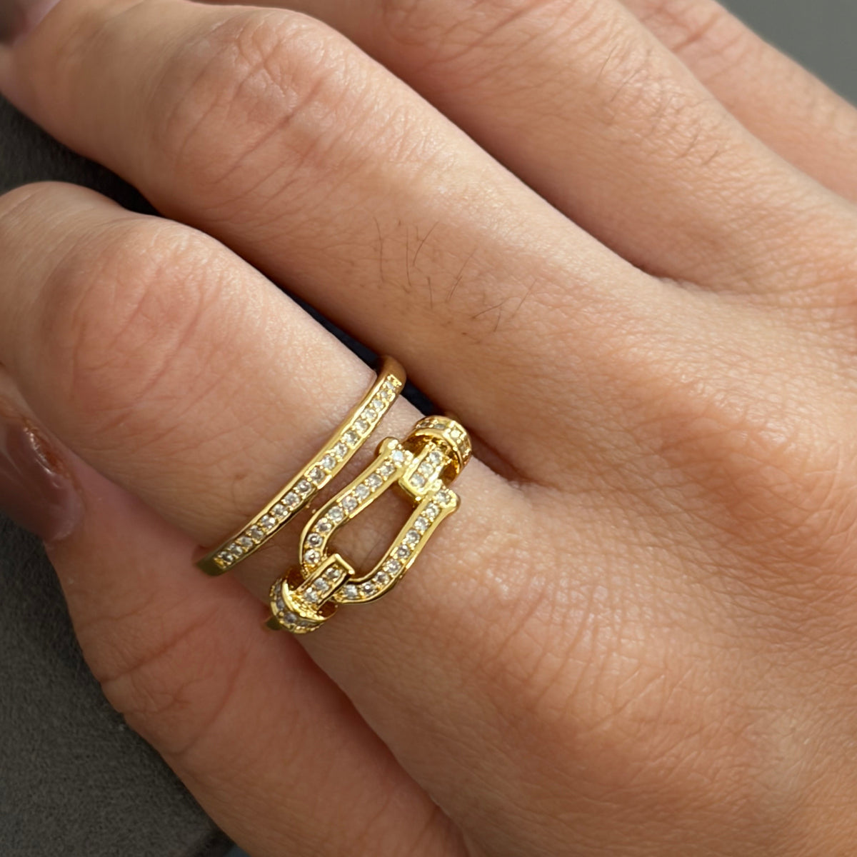 20x10mm sortija en Pave y 18k plated