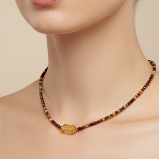 Collar de mookite con citrina