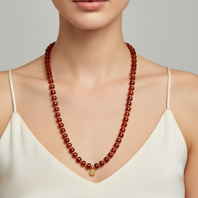 Collar en Carnelian y Zirconia