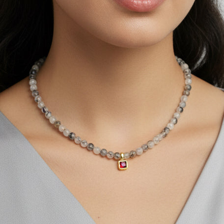 Collar en agata y zirconia