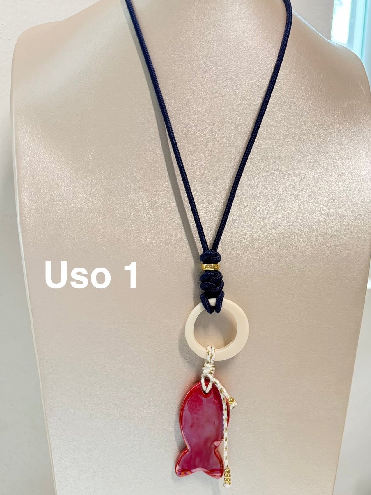 Collar 3 en 1 ( azul marino, pez rojo)