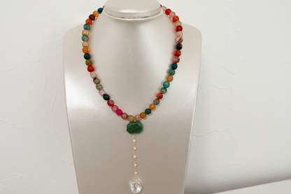 Collar en ágata, amazonite y perla