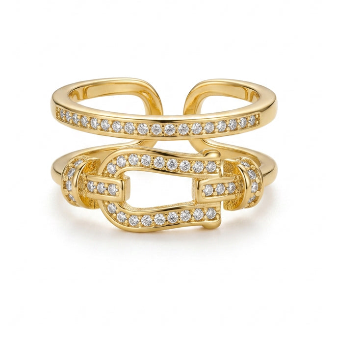 20x10mm sortija en Pave y 18k plated