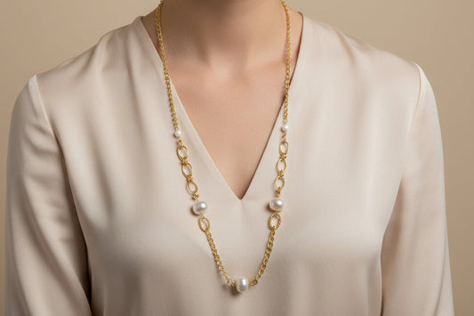 Armonia del Corazon Amazonite Collection (collar largo con perlas 21 pulgadas)