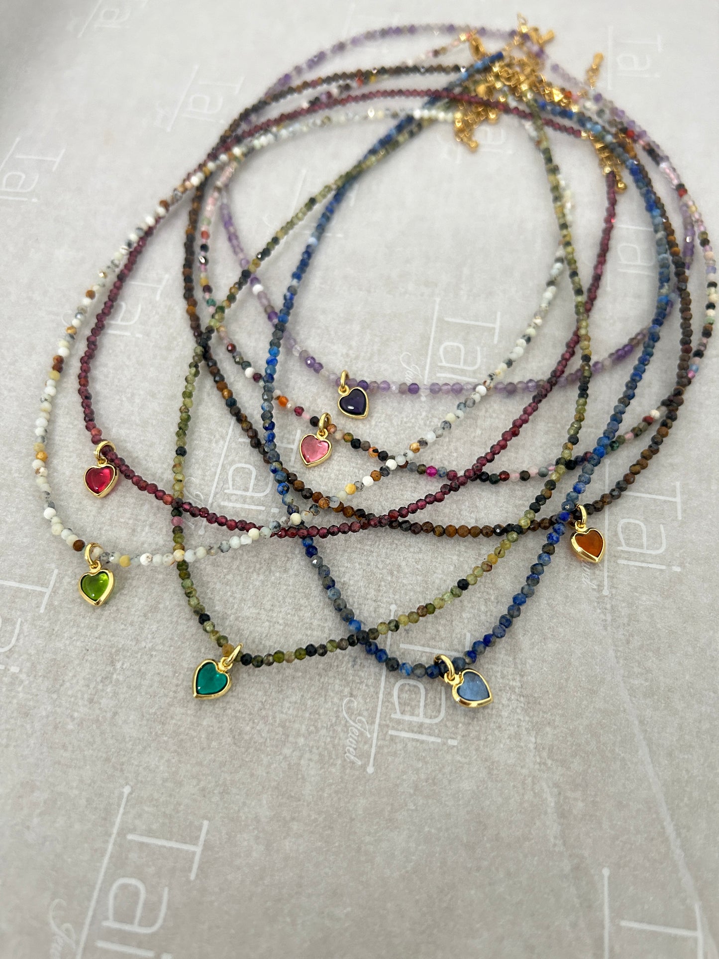 2mm different color heart necklace