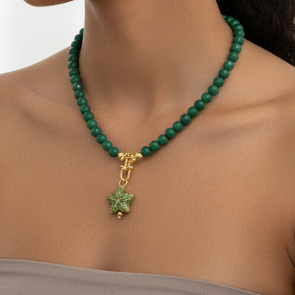 Collar con charms intercambiables en jade(multiples opciones al vestir)
