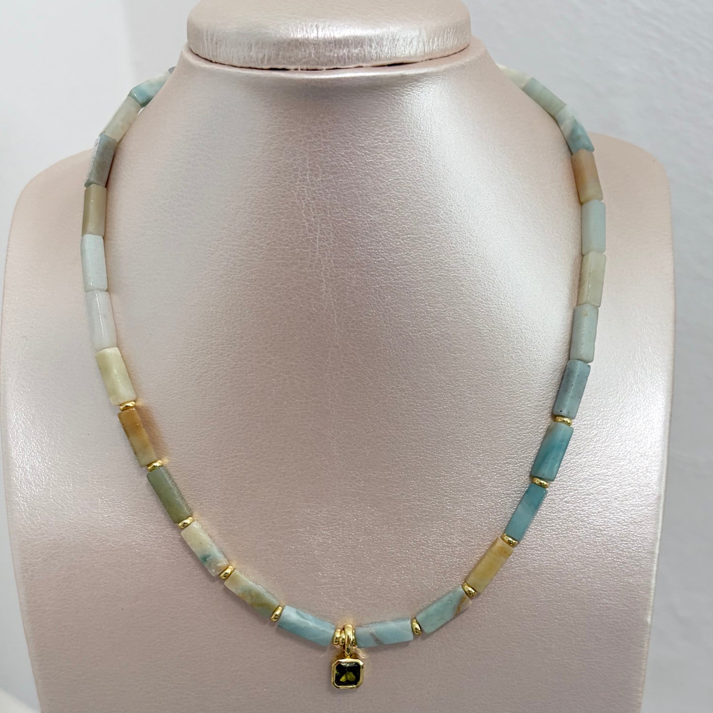 Collar amazonita glow/ con Zirconia