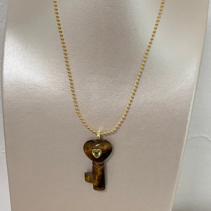Collar llave de la prosperidad( ojo de tigre)cadena