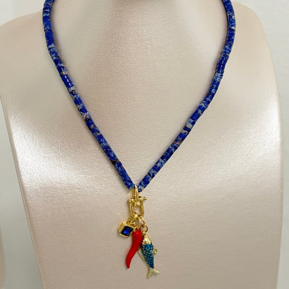 Collar azure ( charms removibles)