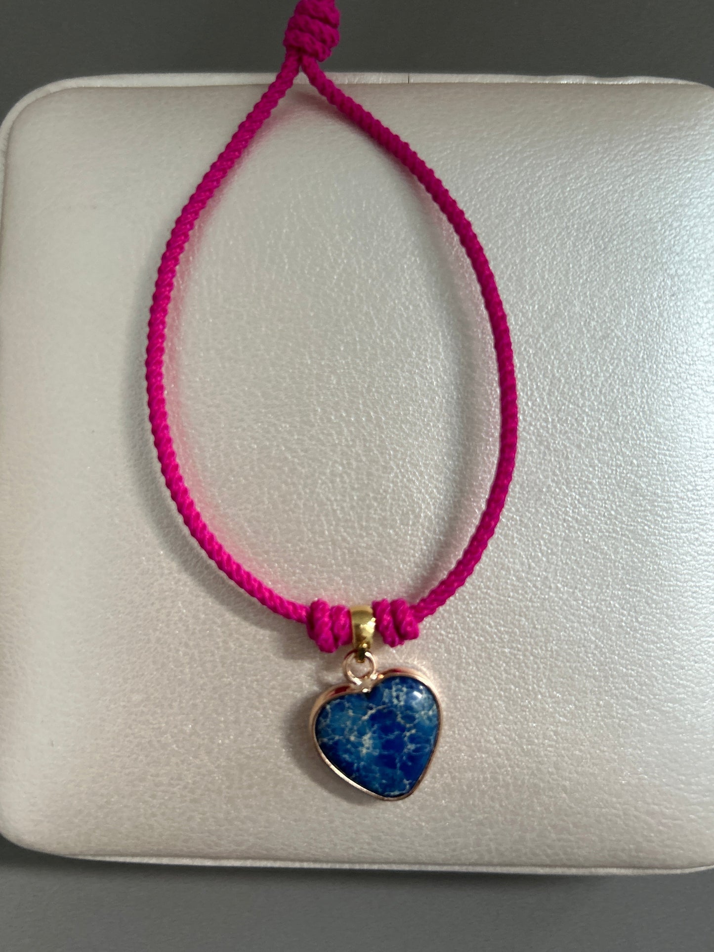 Jasper blue heart bracelet