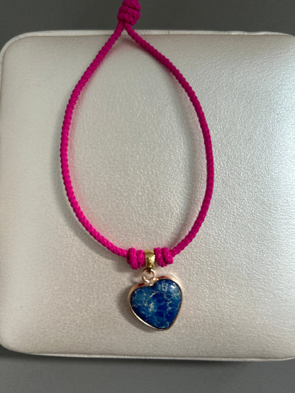 Jasper blue heart bracelet