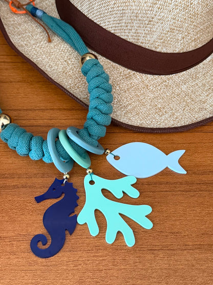Collar Bahia encantada- #20 ☀️5 collares en 1☀️charms removible🐟puedes mojarlo