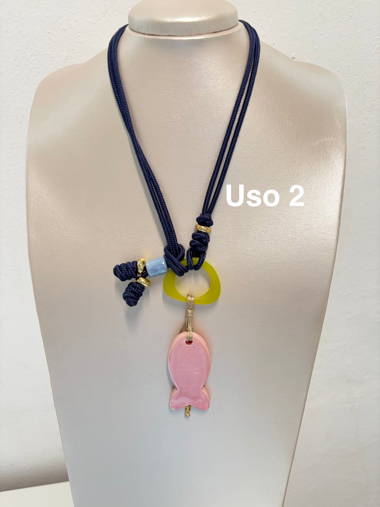 Collar 3 en 1( azul marino, pez rosa)