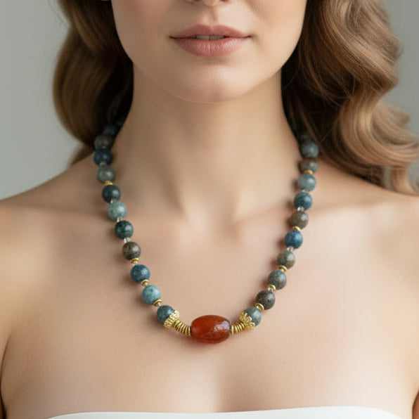 Collar en agata y cristales facetados