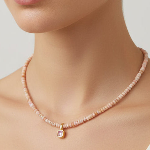 Collar Dulce ópalo rosado