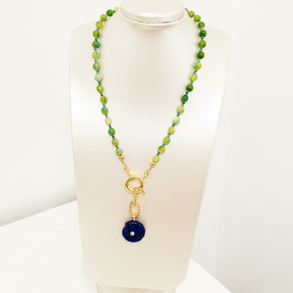 Collar en Agata y focal en lapis