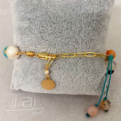 Pulsera en ágata y lapis lazuli