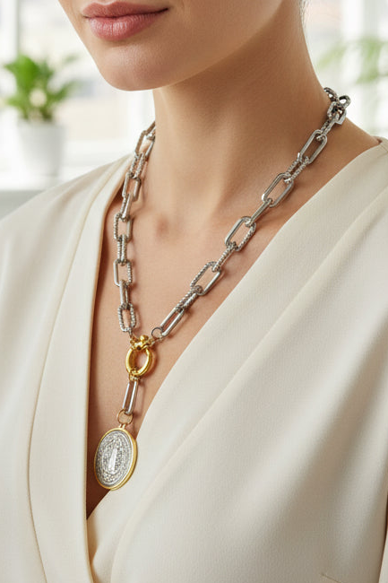 San Benito silver/gold necklace